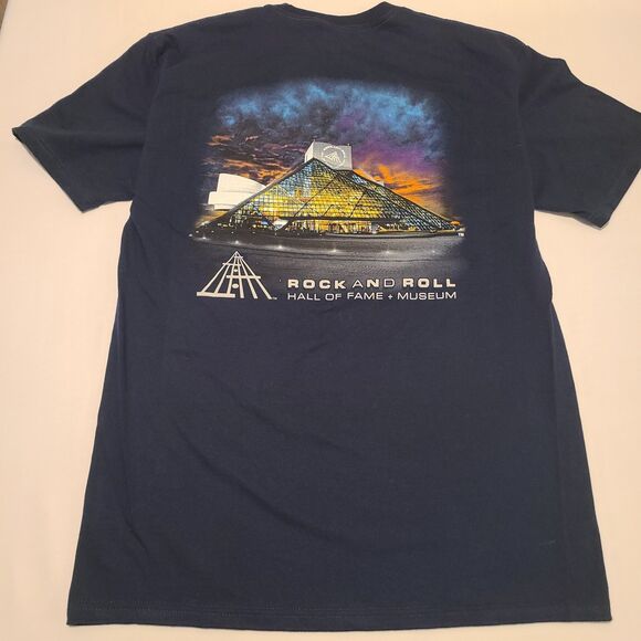 NWT Rock and Roll Hall of Fame HOF Pyramid Mens Sz Large T Shirt Navy Blue New - Picture 1 of 8